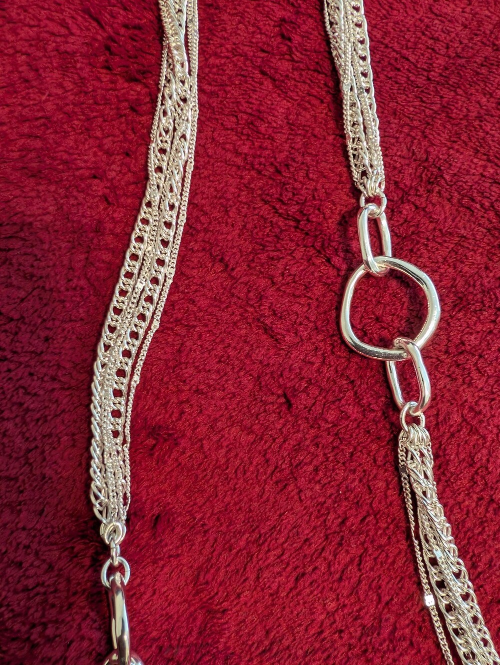 Multi-Row Silver Tone Link Necklace - Women's Jewelry - Picture 3 of 5